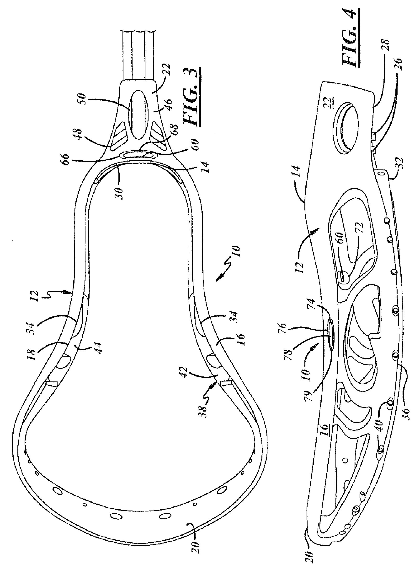 Lacrosse head with increased strength and playability characteristics