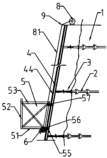 Auxiliary operating platform rack for supporting high and steep side slope and mounting method of auxiliary operating platform rack