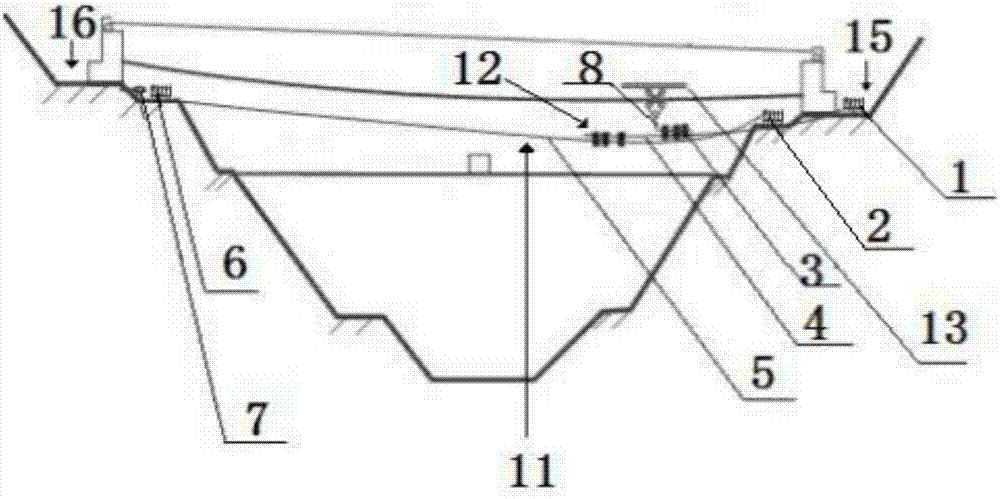 Structure and method for auxiliary traction of carrying cables across the river by trolley of cable machine