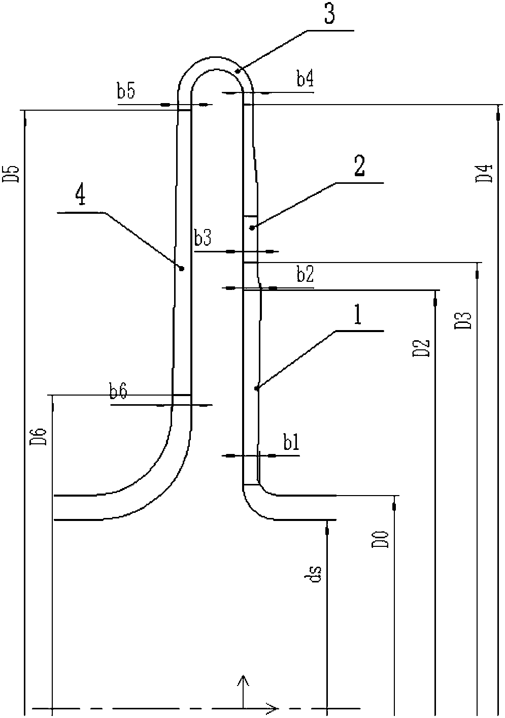 Single-shaft CO2 compressor tail section model stage with flow coefficient being 0.0056 and impeller design method