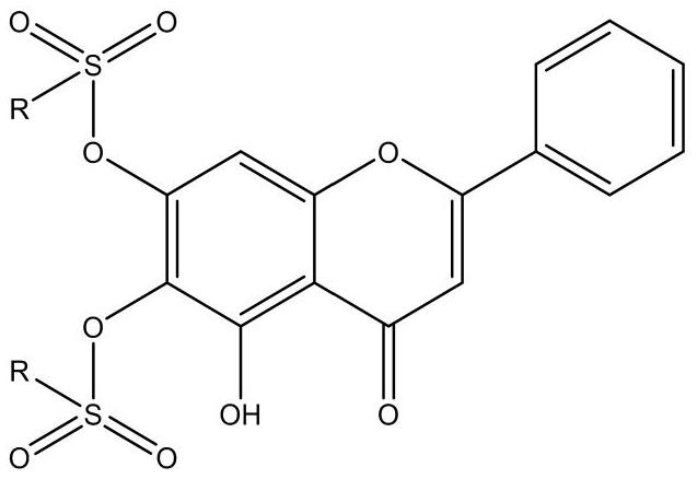 Preparation and antiviral application of baicalein derivative