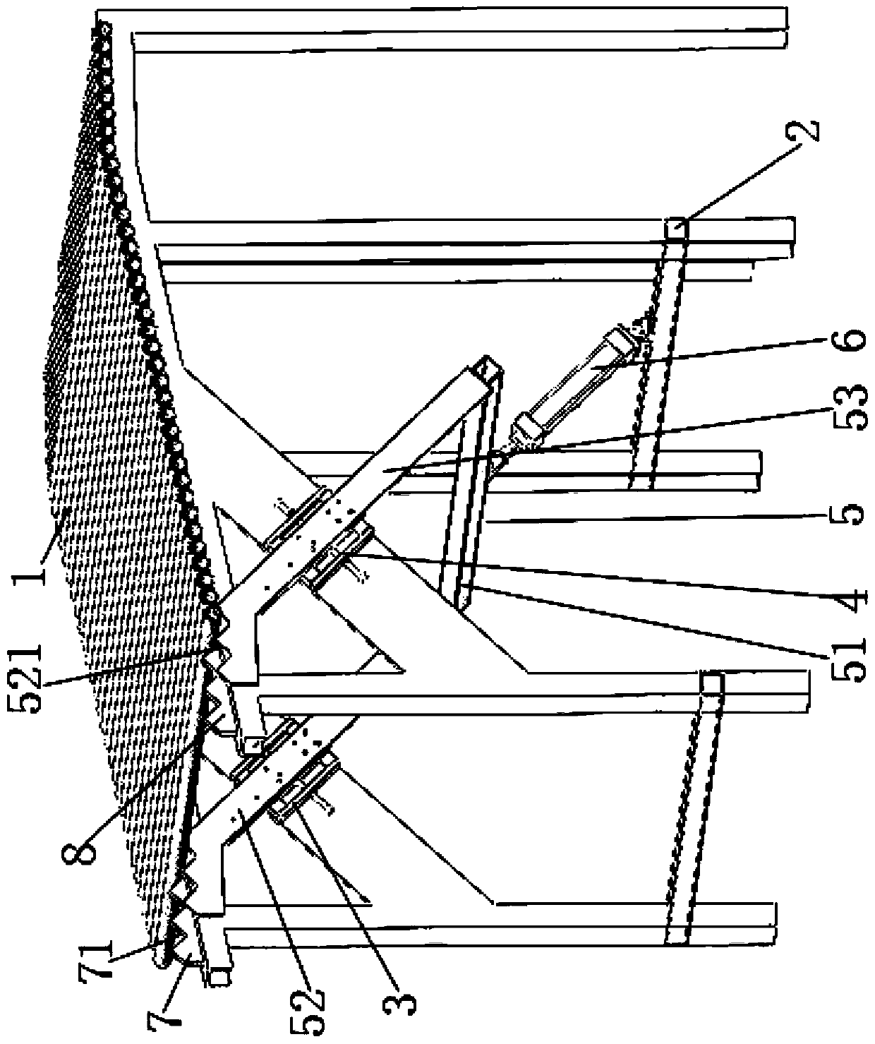 Pipe feeding and discharging device suitable for pipes of different diameters and working method thereof