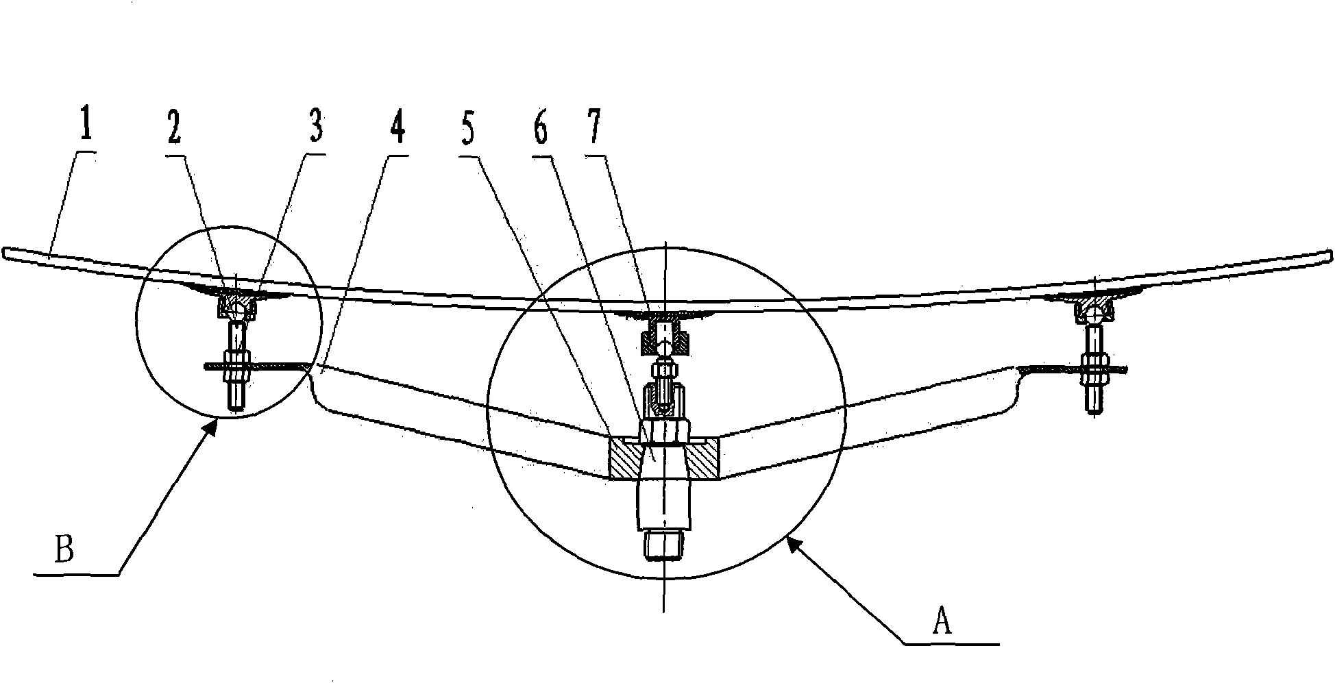 Supporting and adjusting device applied to reflecting mirror of heliostat