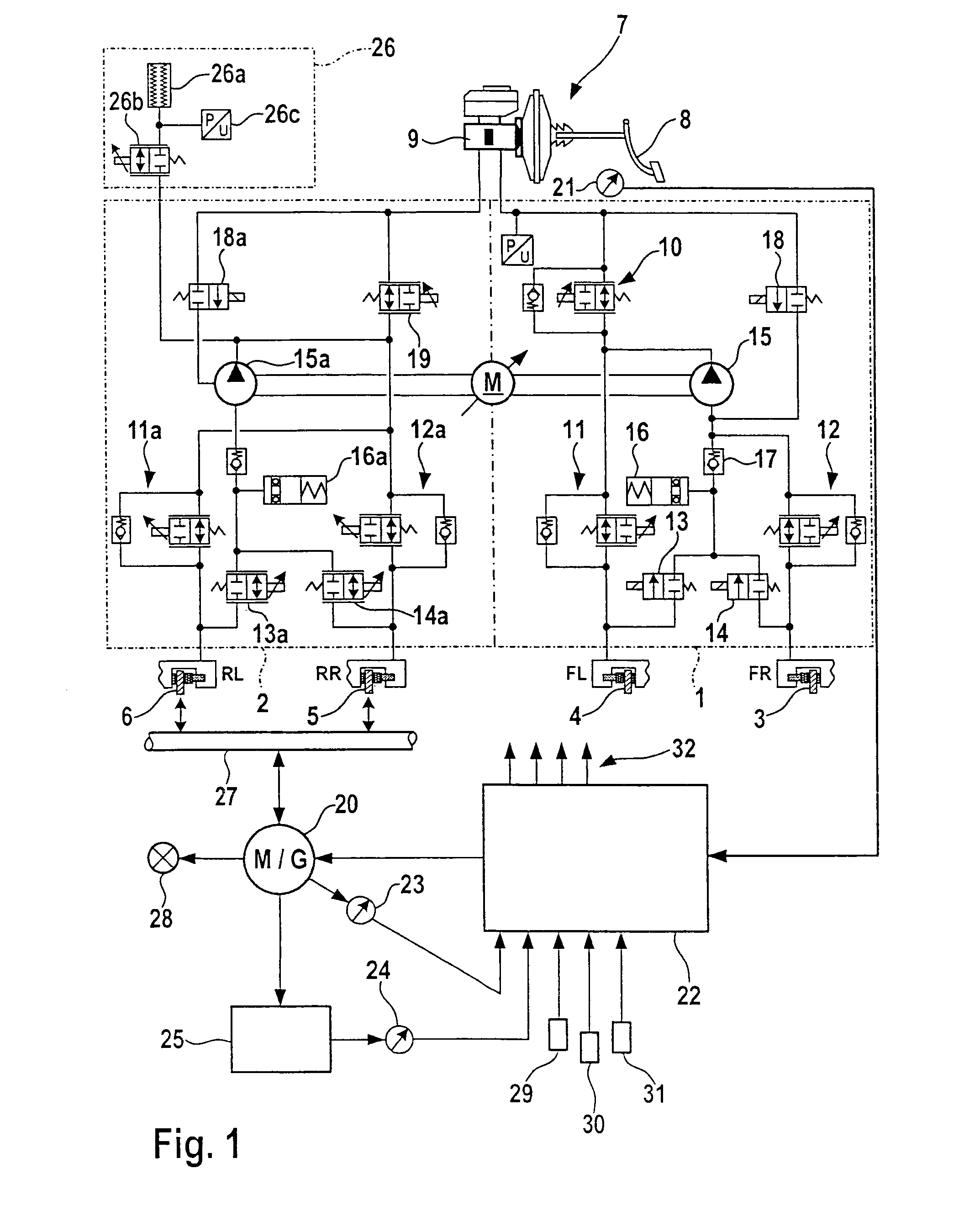 Brake device for a motor vehicle having a pressure accumulator