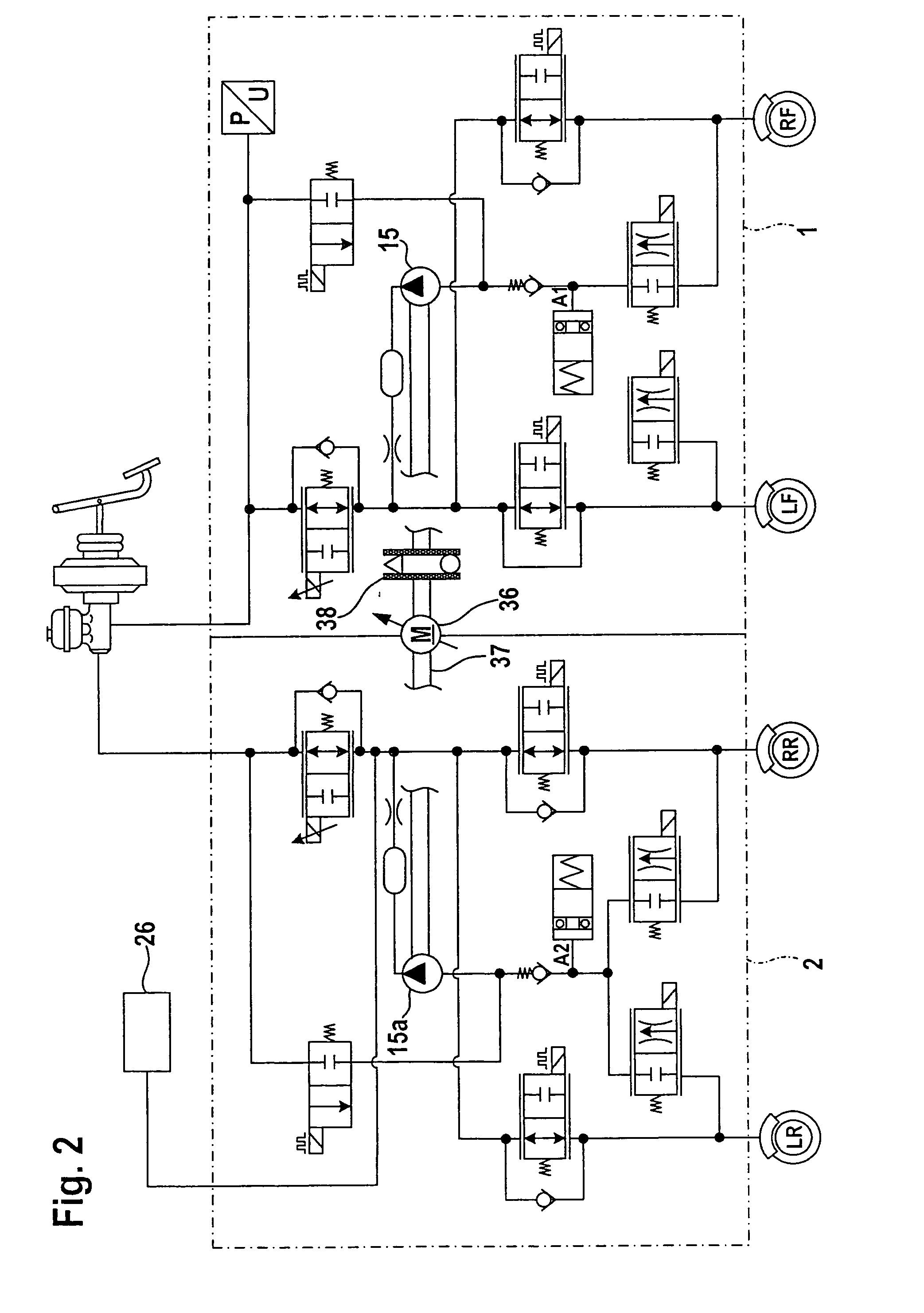 Brake device for a motor vehicle having a pressure accumulator