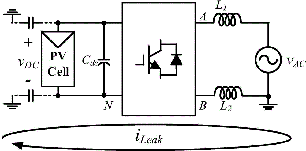 Transformer-free type single-phase photovoltaic inverter with mixed voltage clamping