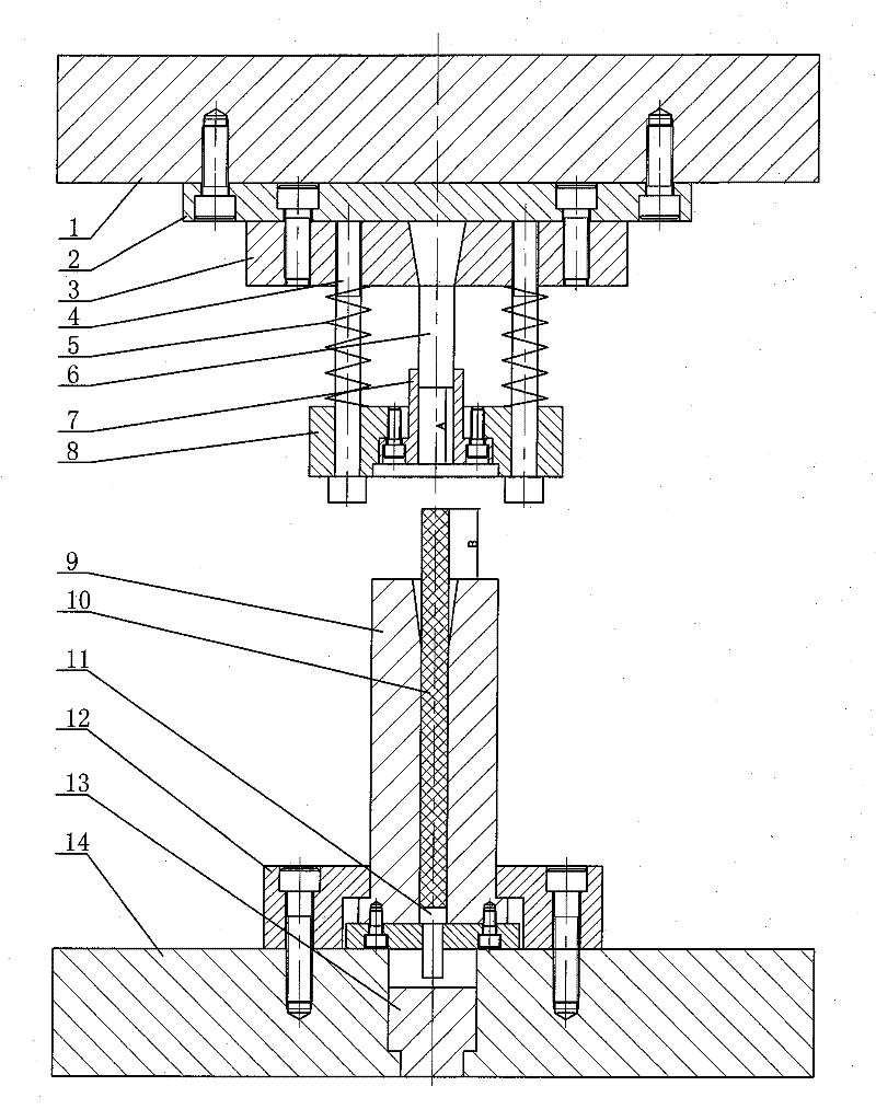 One-step forming forging mould of elongated forging with upsetting ratio bigger than 3