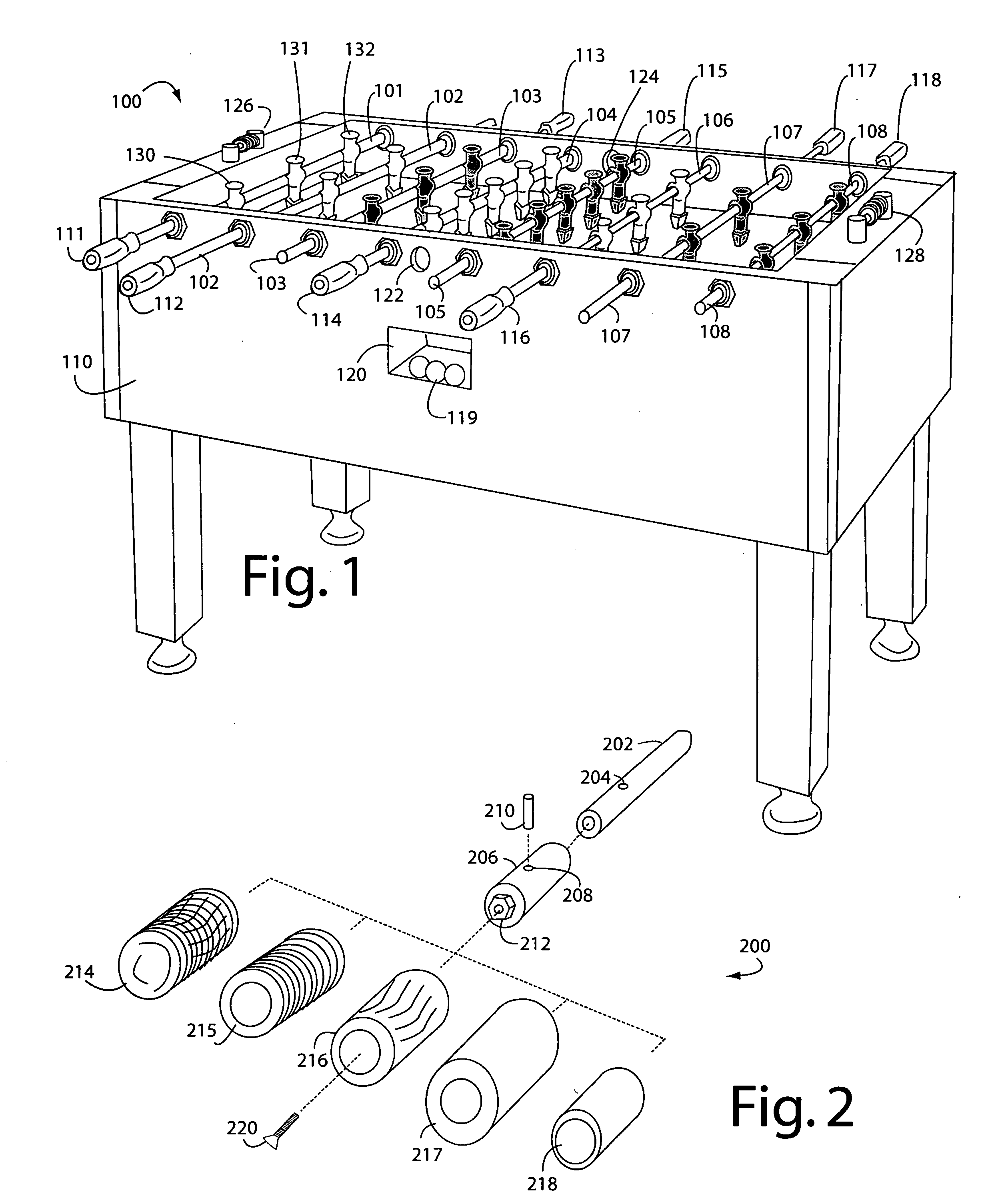 Interchangeable foosball-table rod-handles and adapters