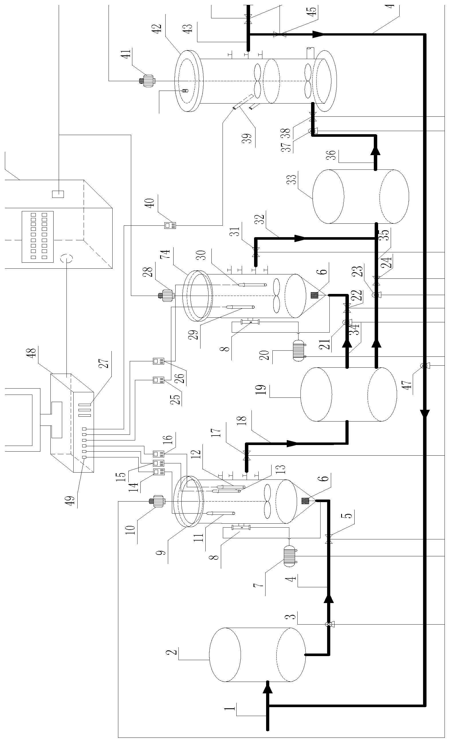 Control method and device for deep denitrification treatment of garbage leachate by combination of short-range nitrification and anaerobic ammoxidation