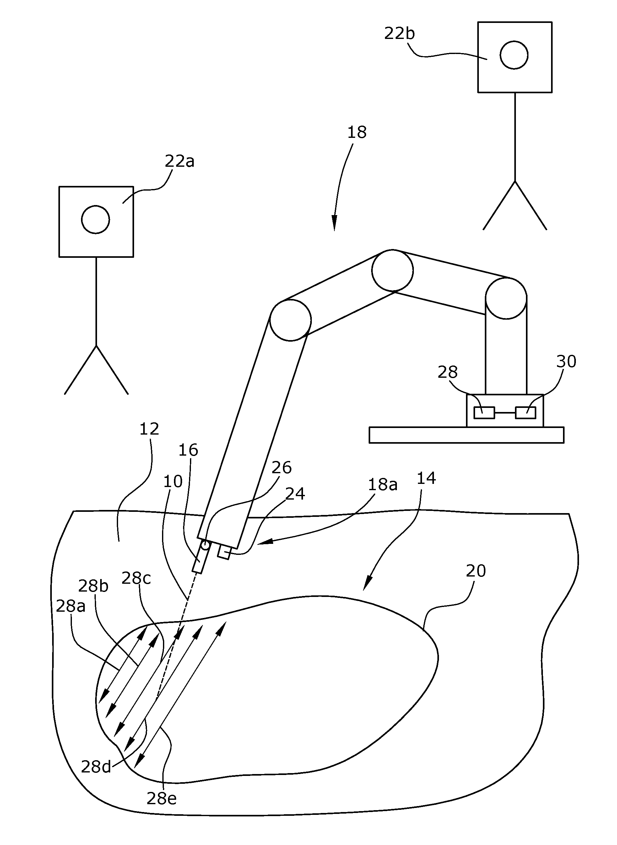 Method and device for selective application of a liquid jet