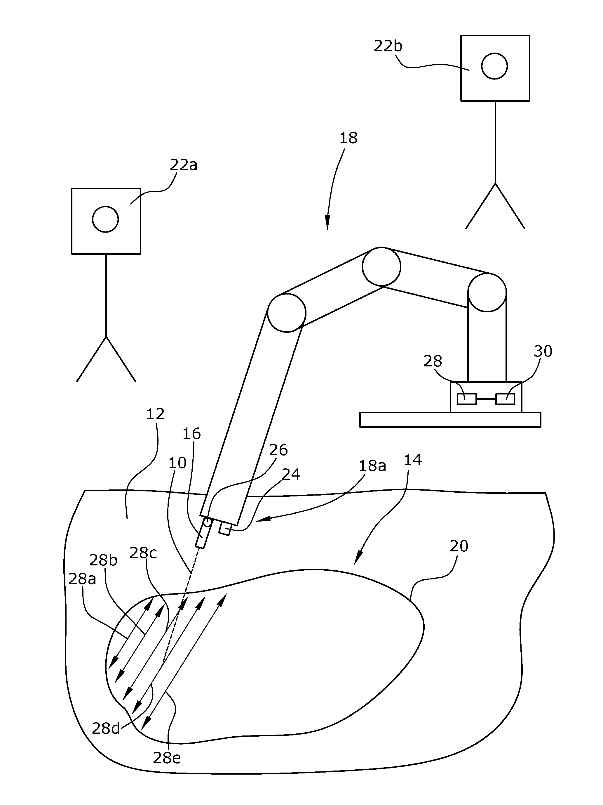 Method and device for selective application of a liquid jet