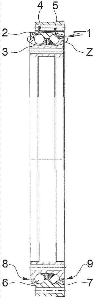 Axial angular contact rolling bearing, in particular for the support of a round table at a machine tool, and method for assembling such an axial angular contact rolling bearing