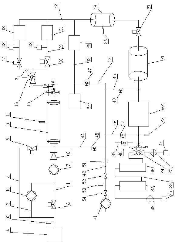 Sulfur hexafluoride mixed gas purification recovery gas distribution gas supplementary device, and operation method thereof