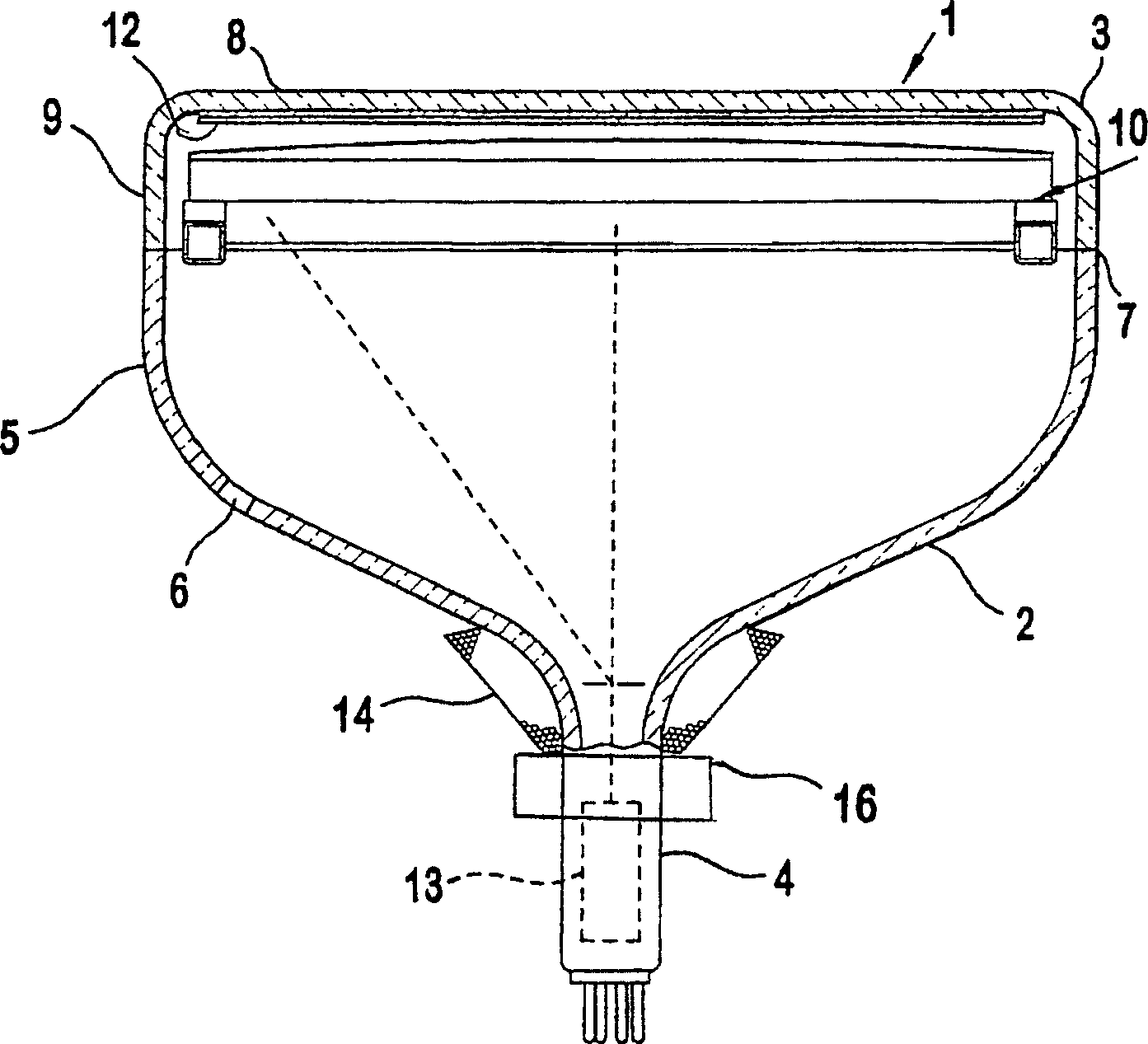 HDTV CRT display having optimized kinescope geometry, yoke field and electronic gun orientation