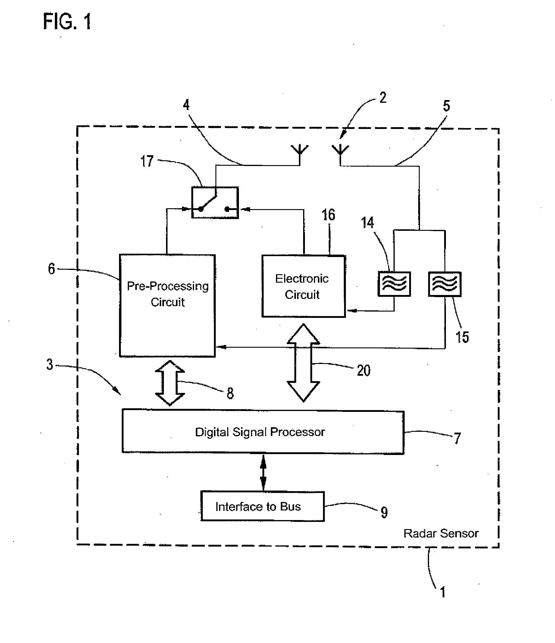 Radar sensor for a motor vehicle, motor vehicle and communication method