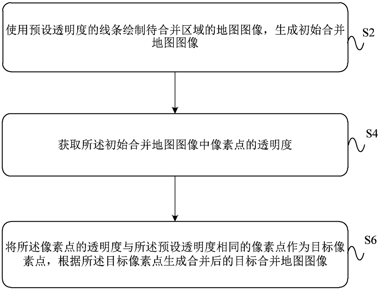 Data processing method and device for map region merging