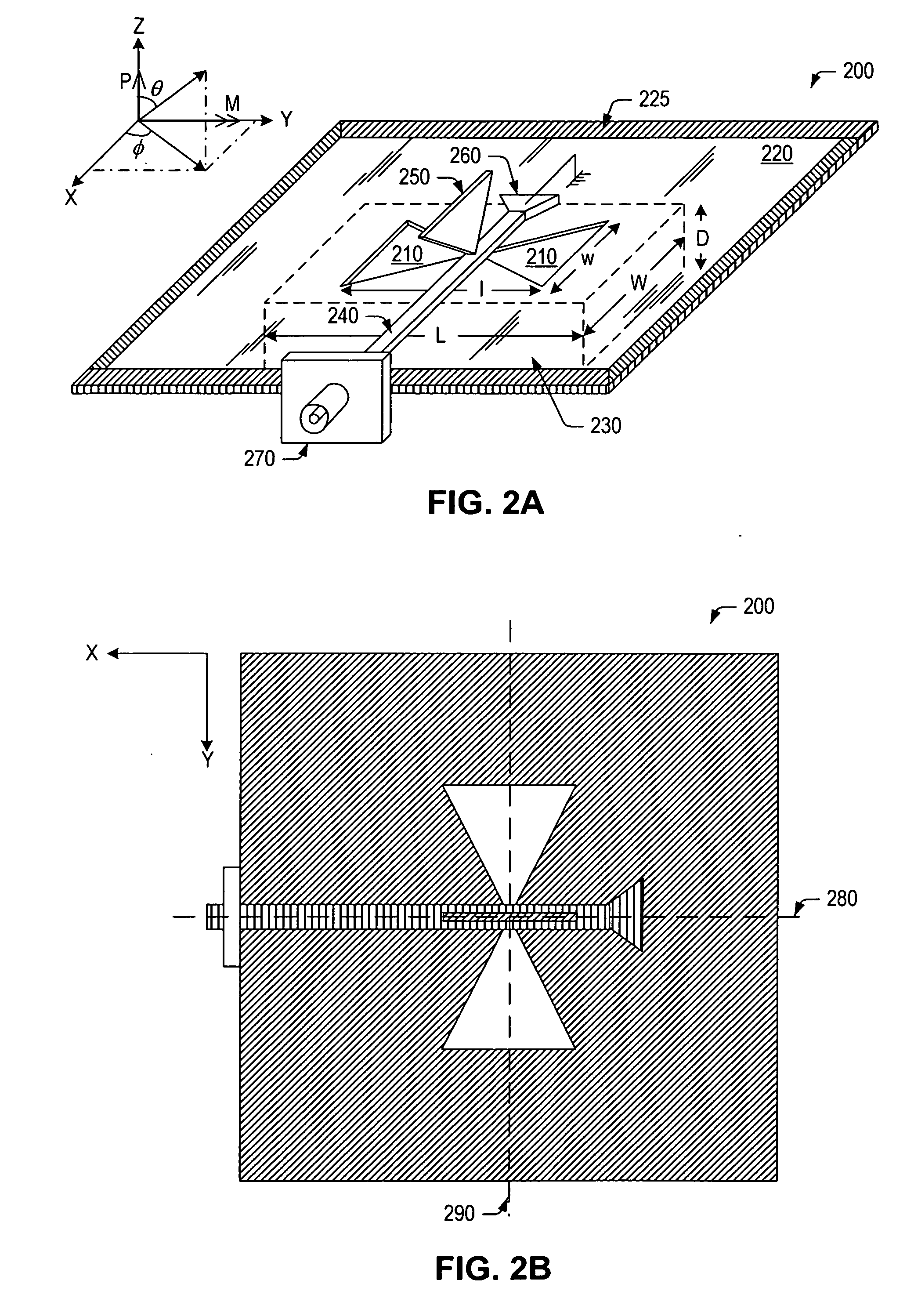 PxM antenna with improved radiation characteristics over a broad frequency range