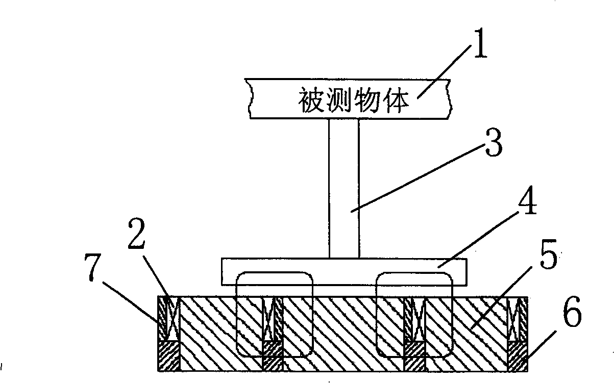 Differential electric sensing type bidimensional displacement measuring sensor