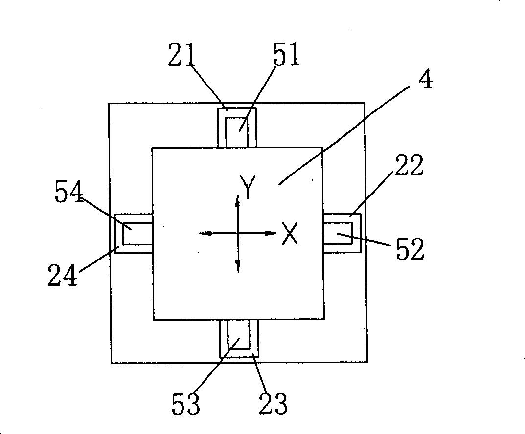 Differential electric sensing type bidimensional displacement measuring sensor