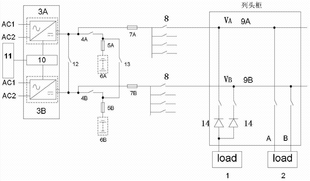 -48V direct current single system double-power-source device and power output control method