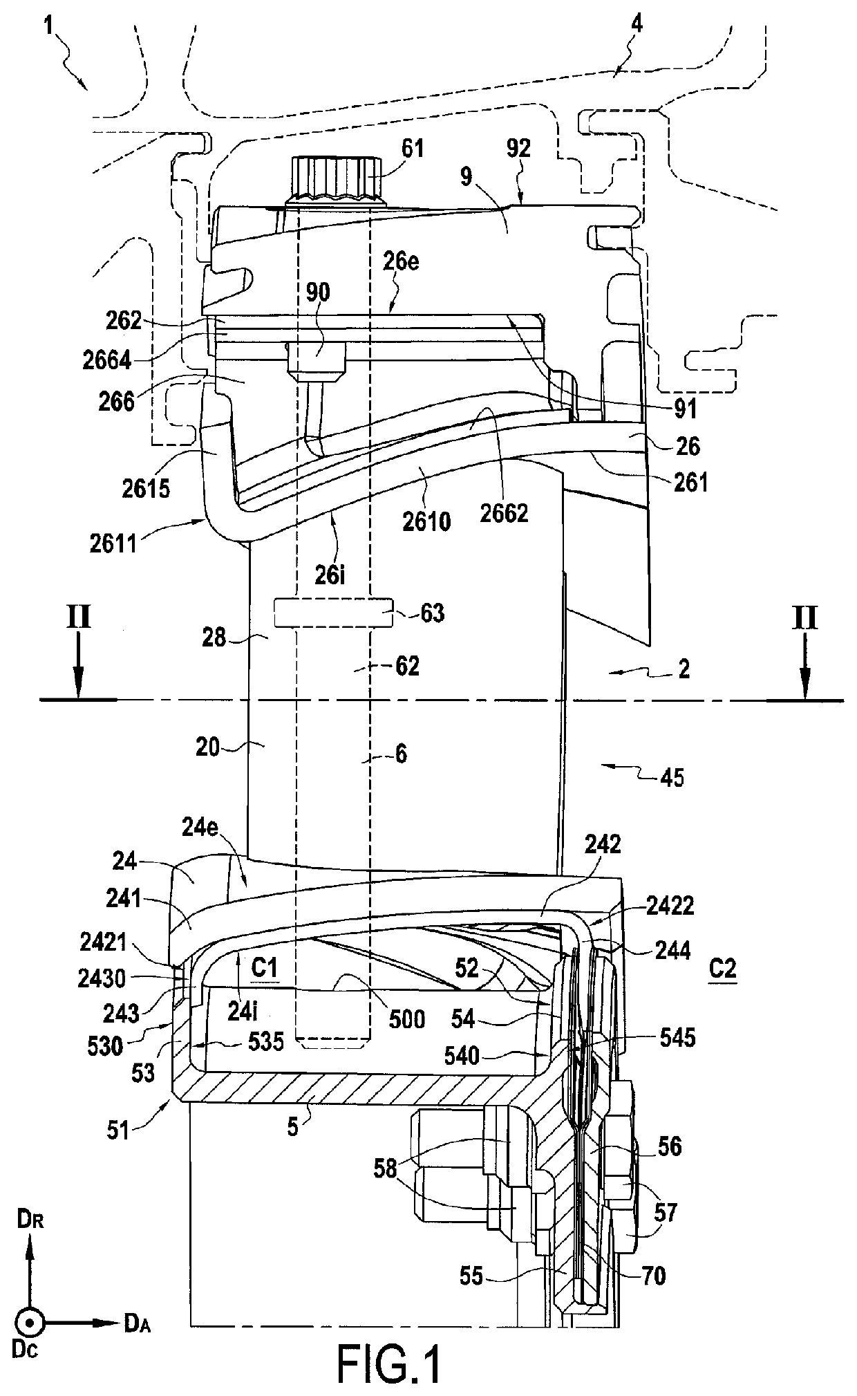 Distributor made of cmc, with stress relief provided by a sealed clamp