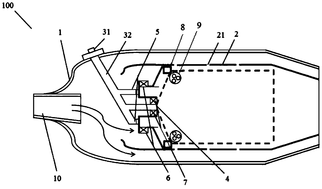 Combustion chamber device for dispersing high-temperature reflux zone at boss