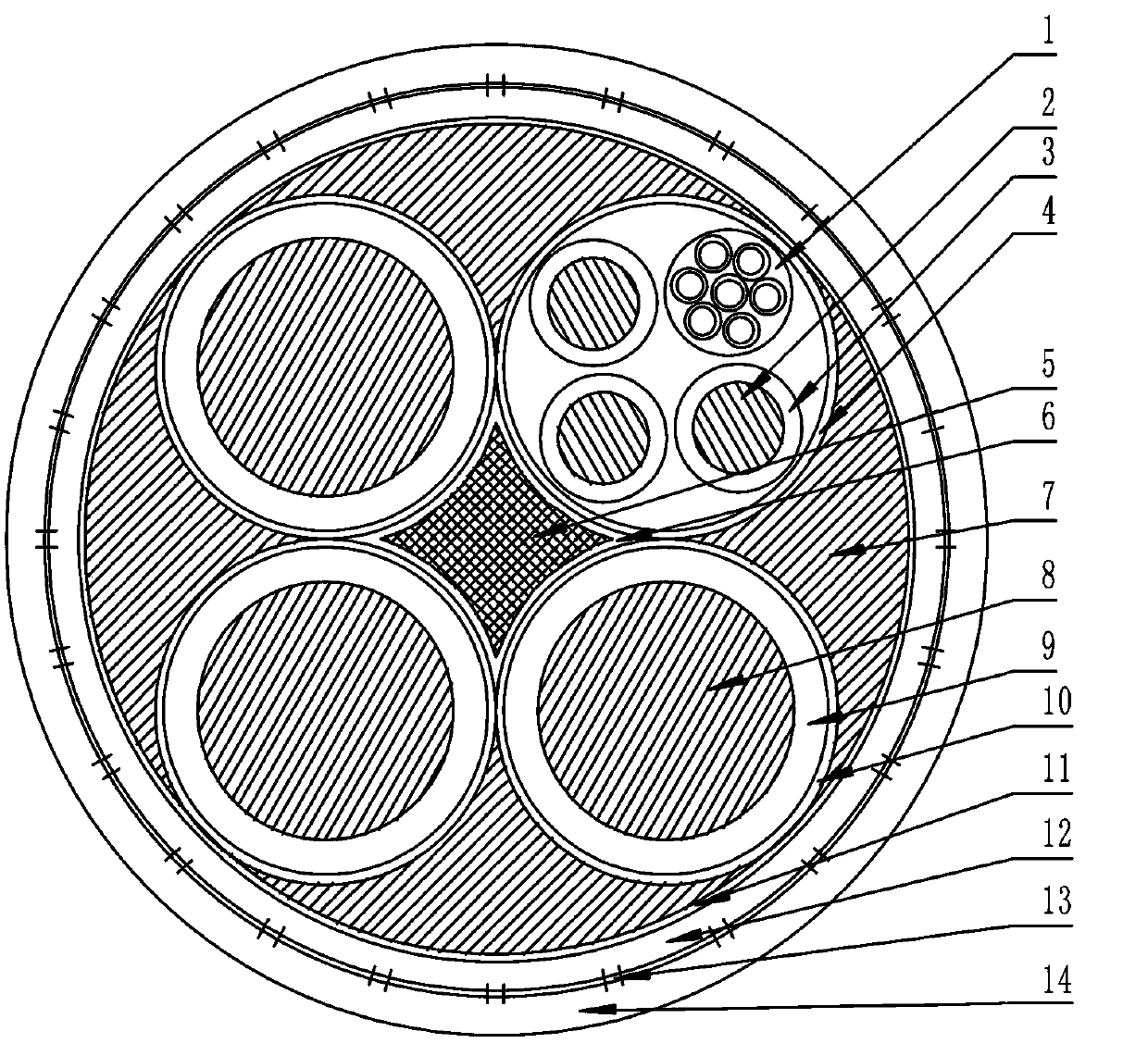 Photoelectric control composite cable for mining machine