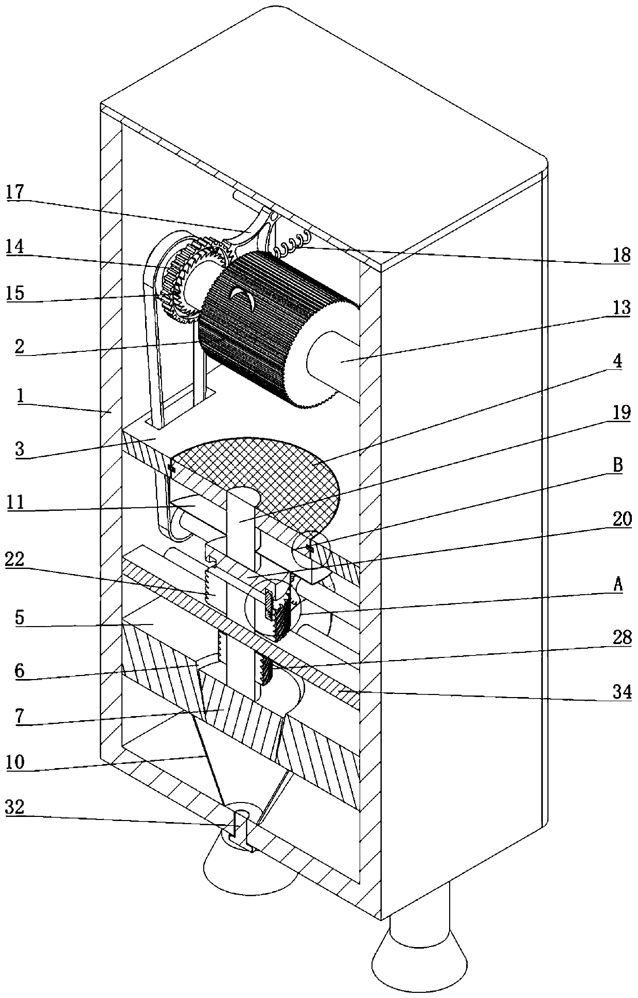 Efficient crushing device for tumor nursing medicine