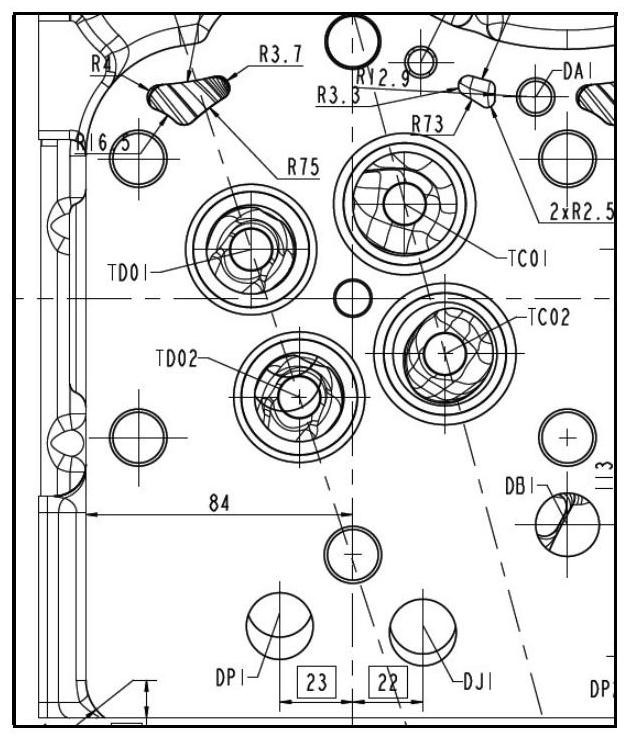 Sand core structure for cylinder cover casting tappet hole precasting and precasting method