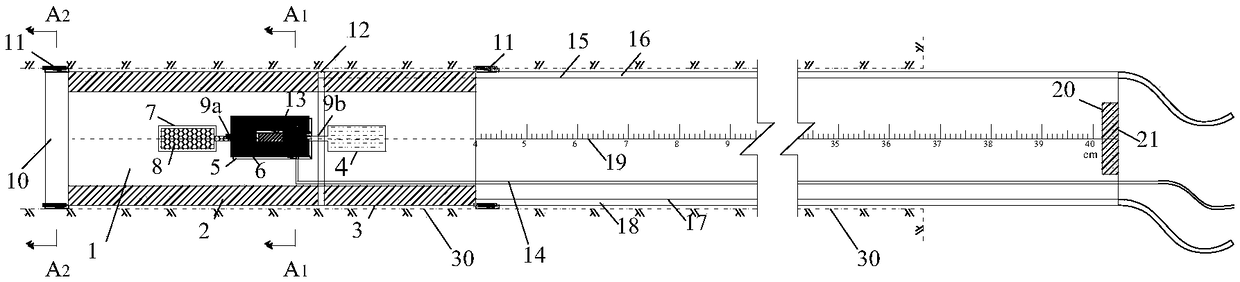 Small bore inner wall strain foil pasting method for rock stress releasing test and apparatus thereof