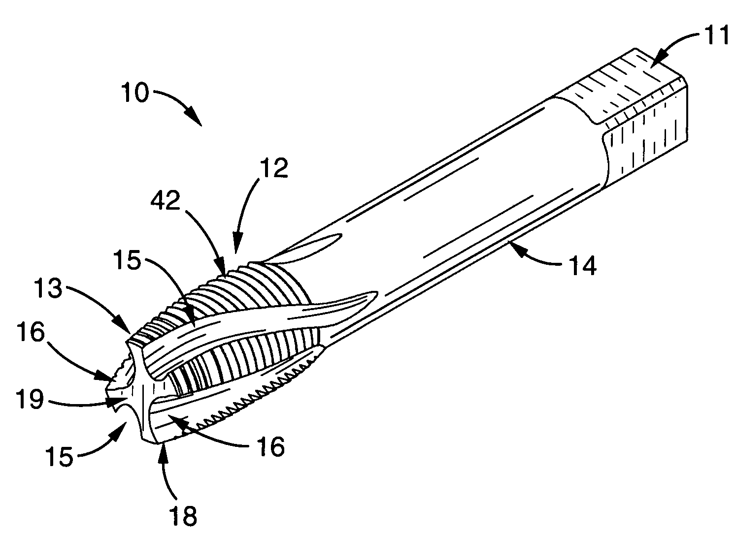 Double helix thread cutting tap