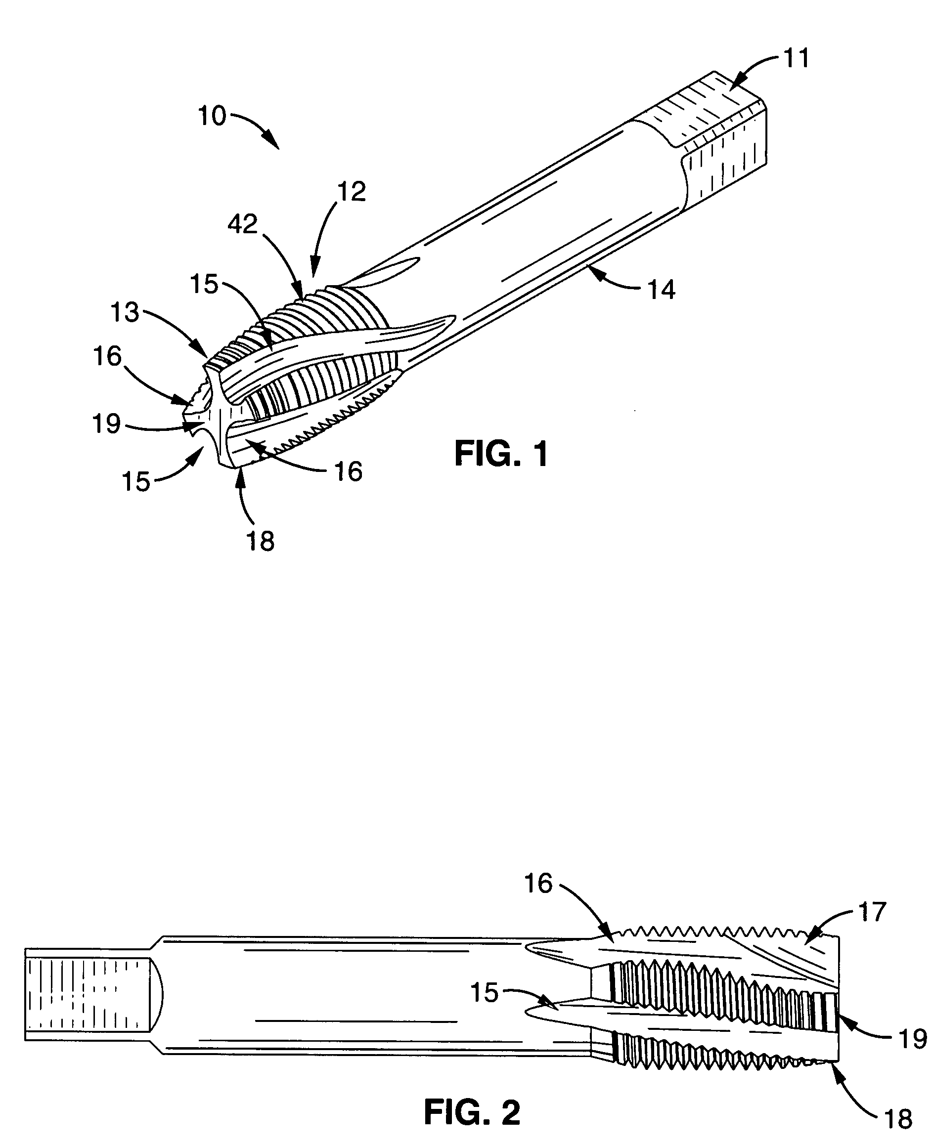 Double helix thread cutting tap