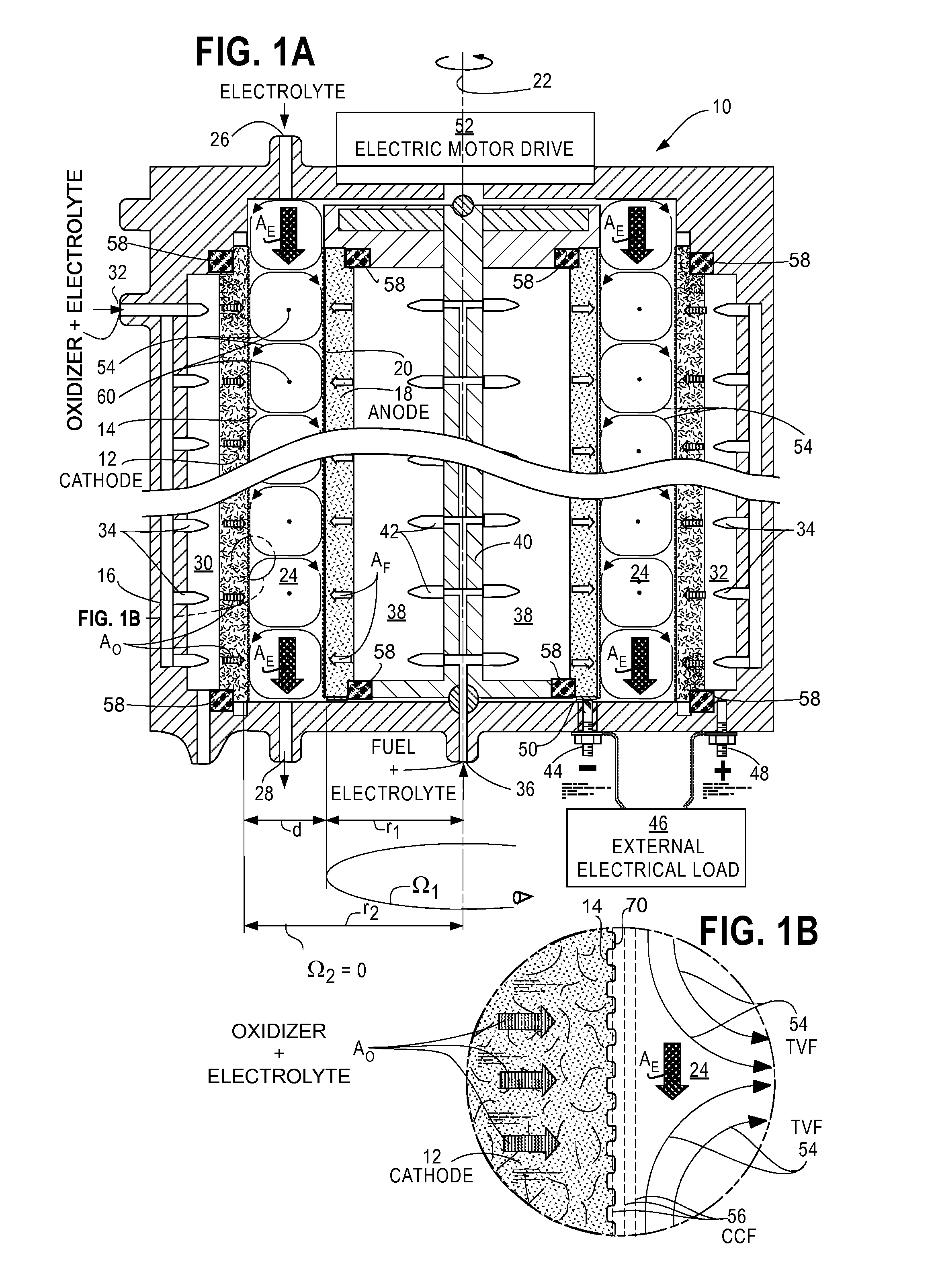 Thick electrode direct reaction fuel cells utilizing cross-flows and taylor vortex flows