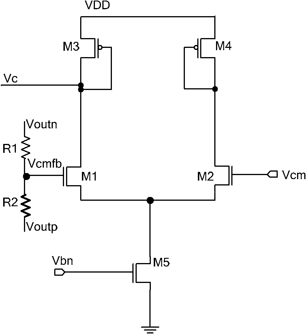 Large-bandwidth continuous time common-mode feedback circuit and design method thereof