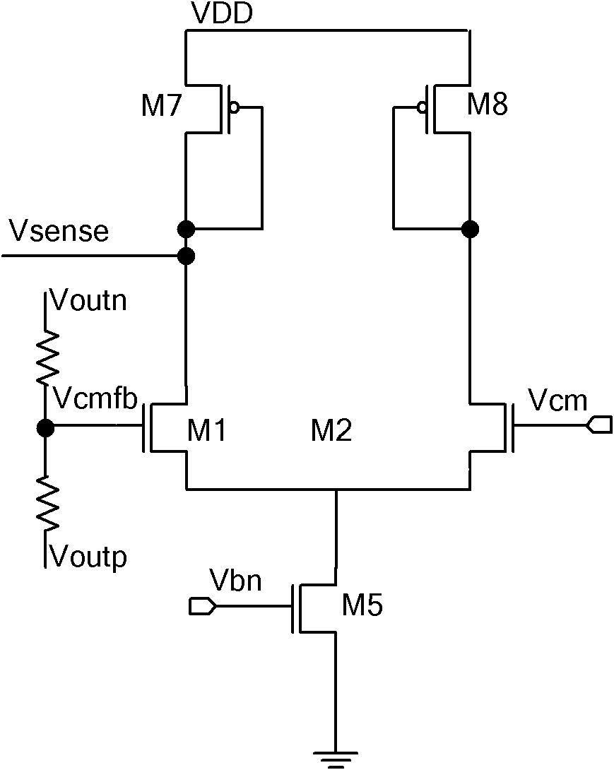 Large-bandwidth continuous time common-mode feedback circuit and design method thereof