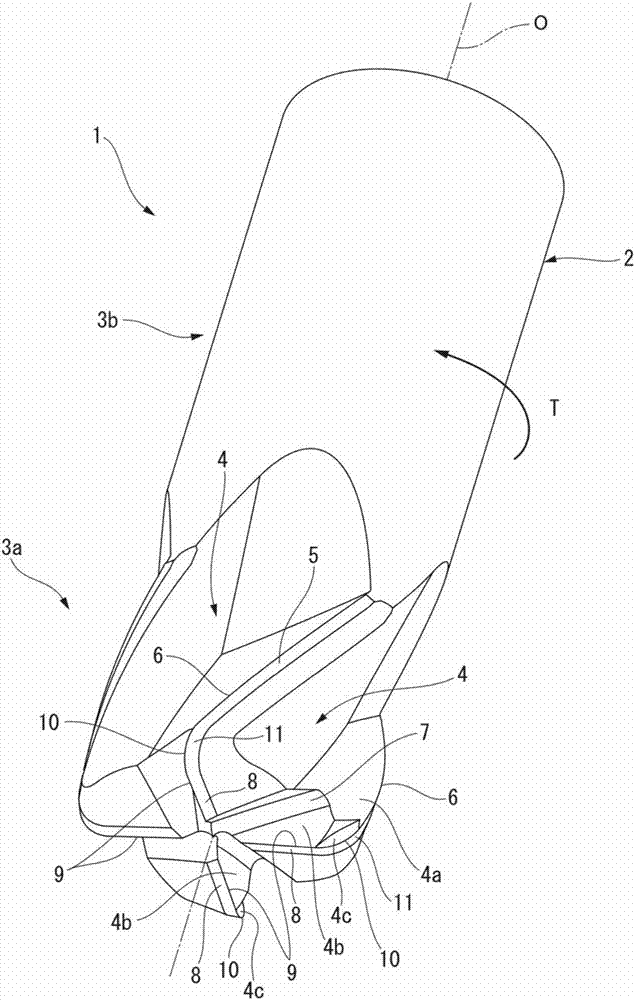 Radius end mill, ball end mill, and end mill