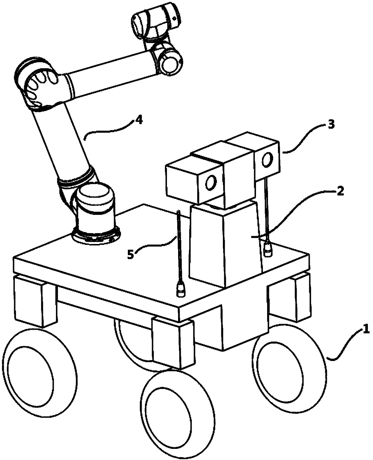 Patrolling robot mechanical arm tail end space positioning method