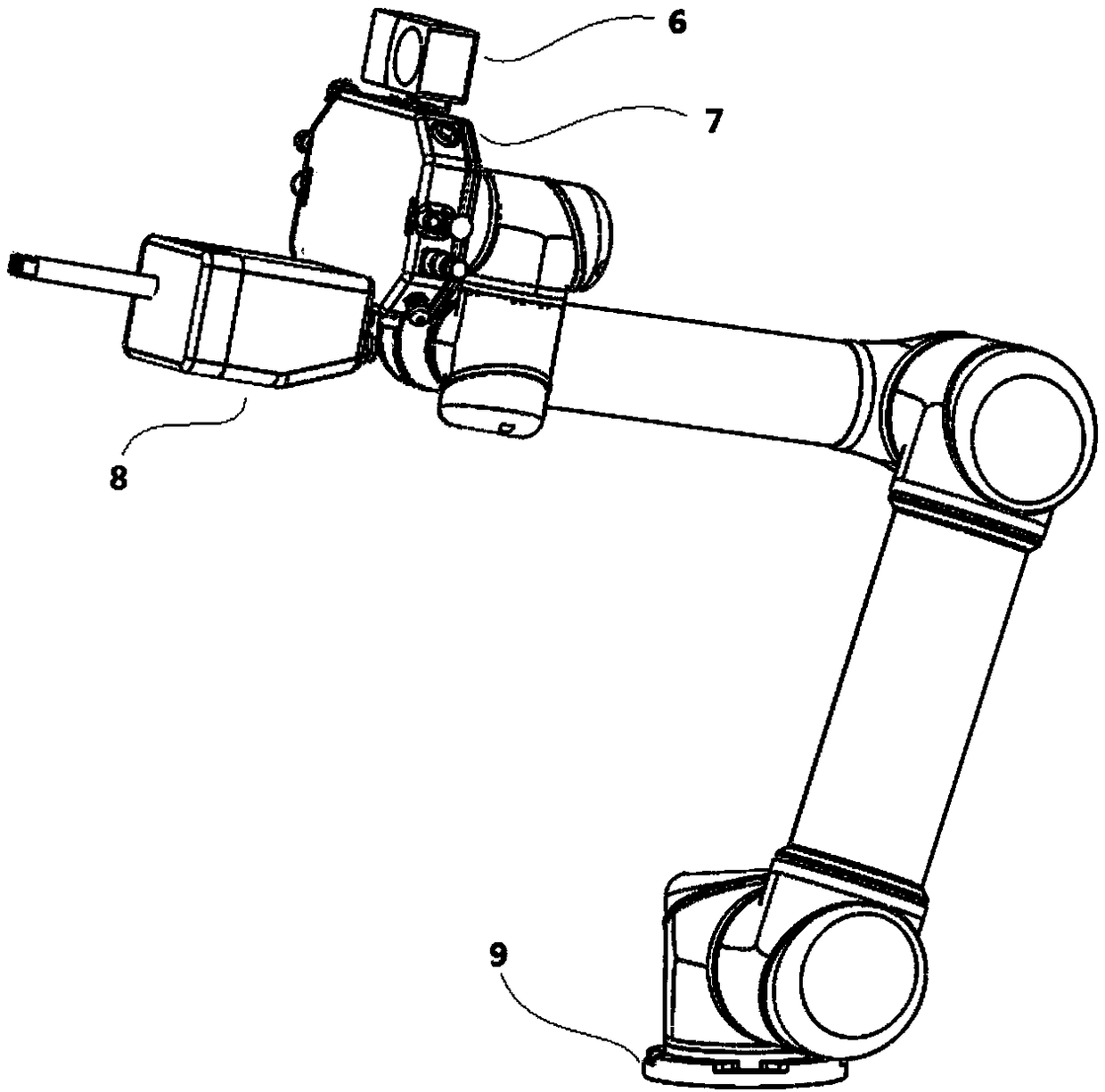 Patrolling robot mechanical arm tail end space positioning method