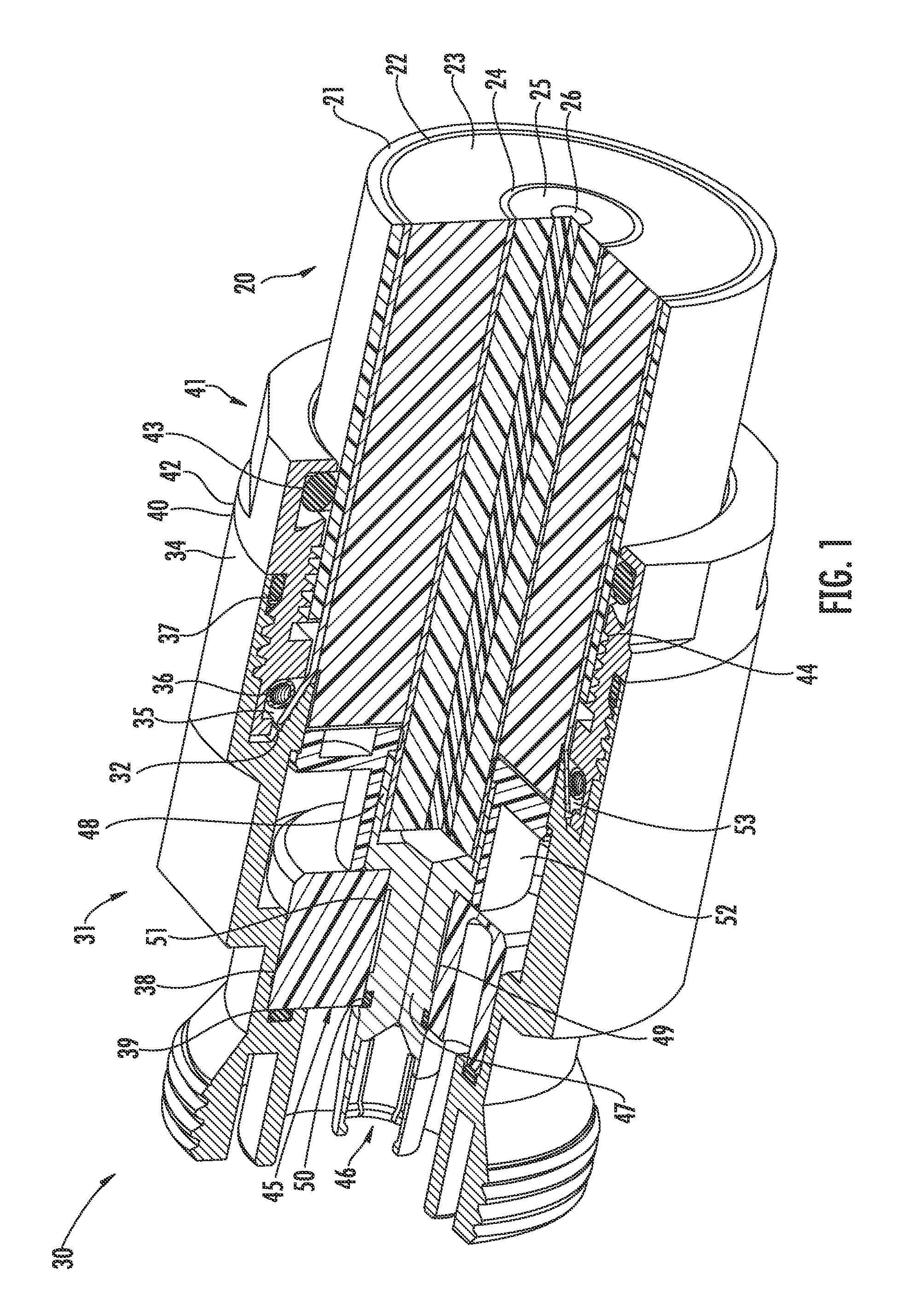 Connector for coaxial cable having rotational joint between insulator member and center contact and associated methods