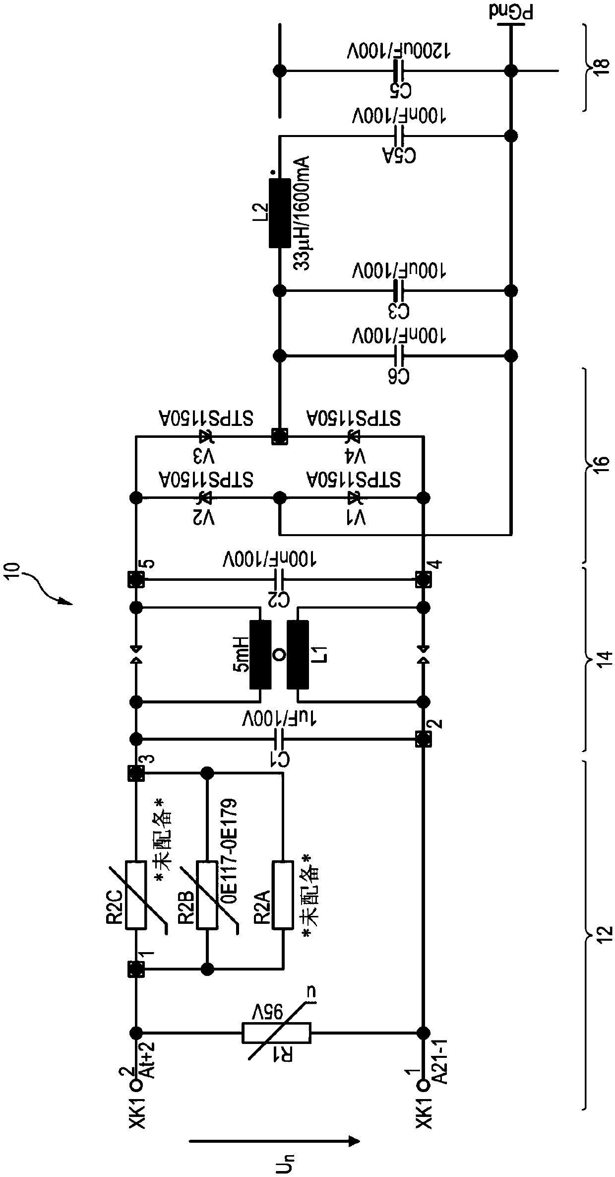 Circuit device for input protection circuit of switching power supply, and switching power supply