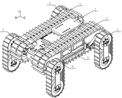 Crawler type six-freedom-degree mobile robot