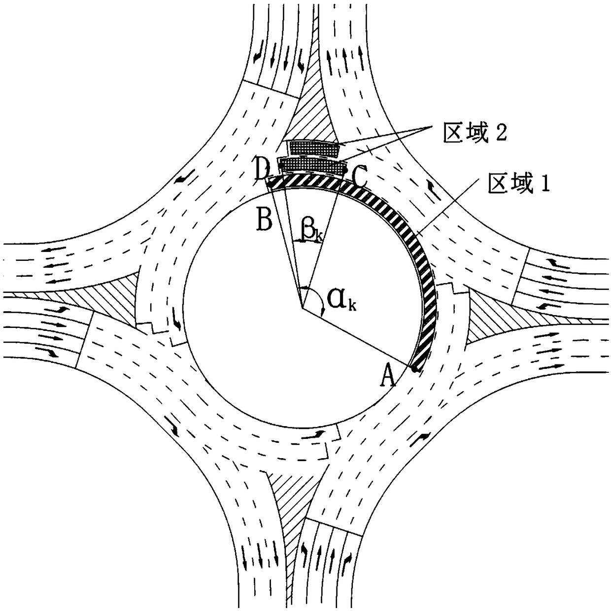 Method for acquiring traffic capacity of circular intersection with double stop lines and signal control