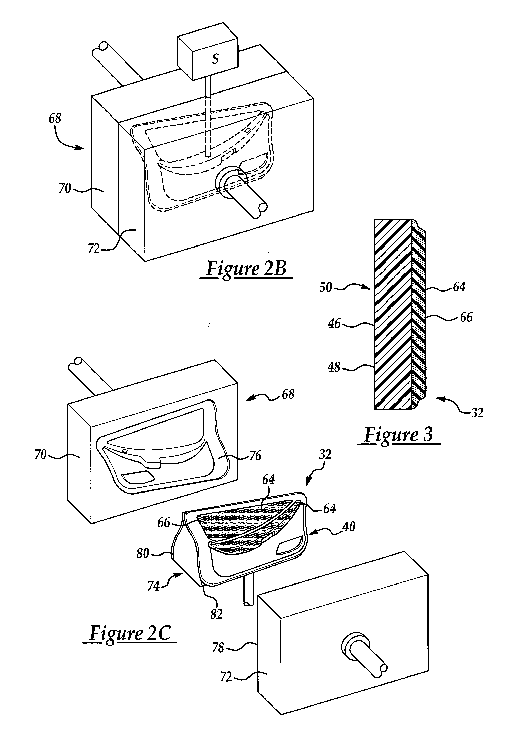 Door trim panel assembly having integrated soft-touch aesthetic feature and method of manufacturing same