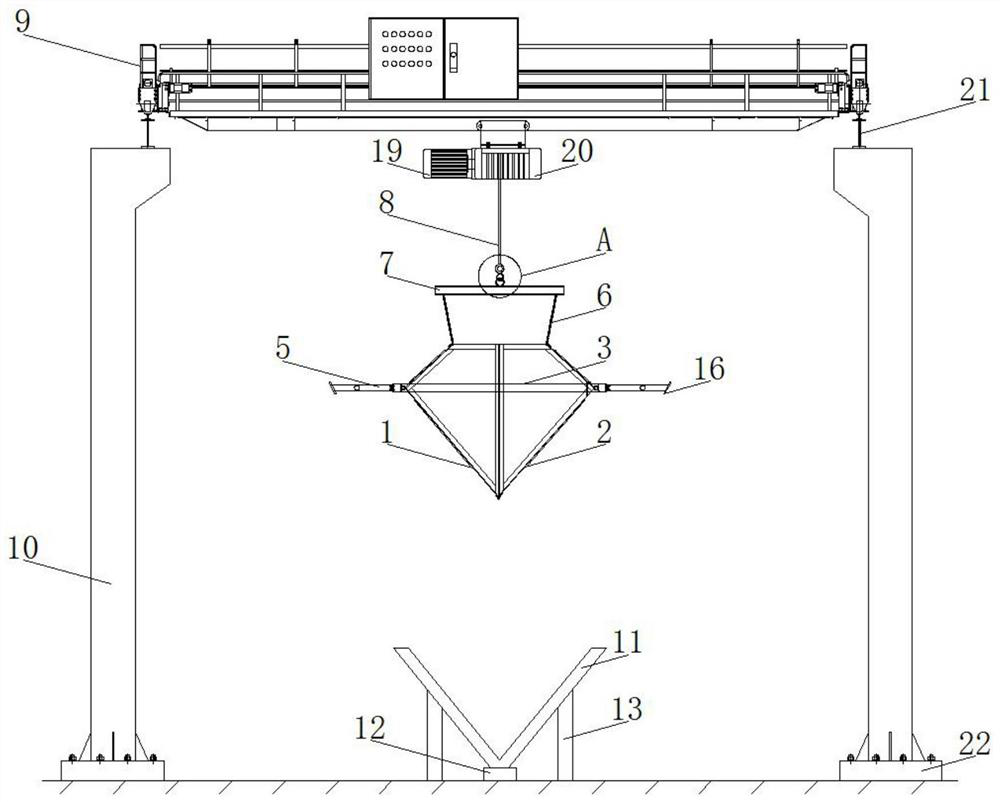 Unpowered automatic opening and closing feeding hopper for medical waste incineration