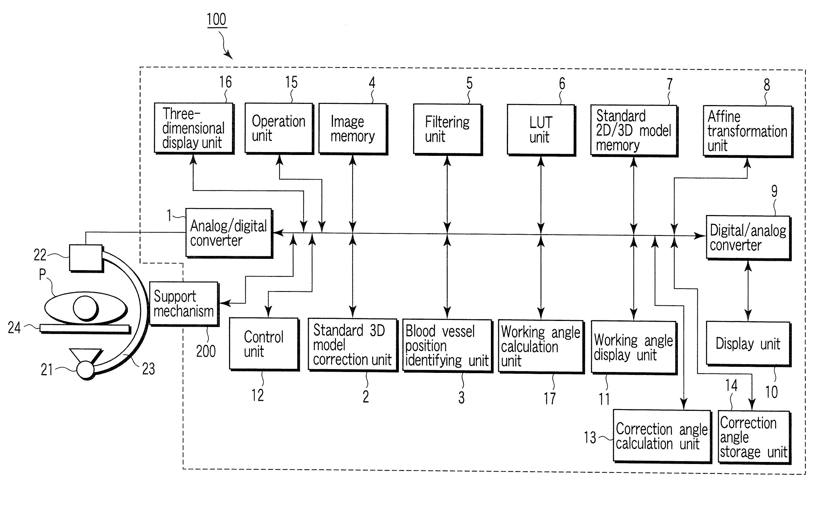 X-ray diagnostic apparatus, imaging angle determination device, program storage medium, and method