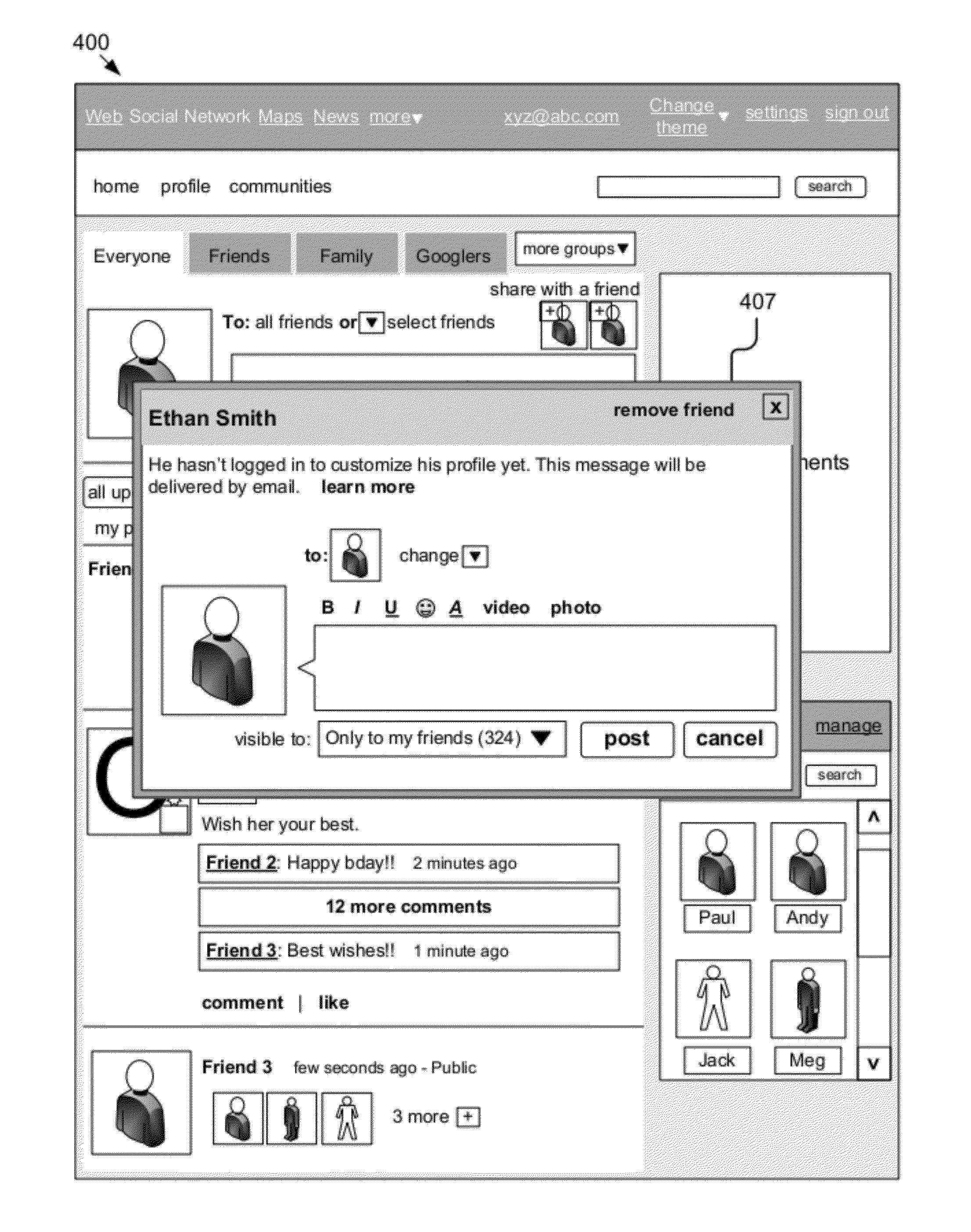 System and method for generating a ghost profile for a social network