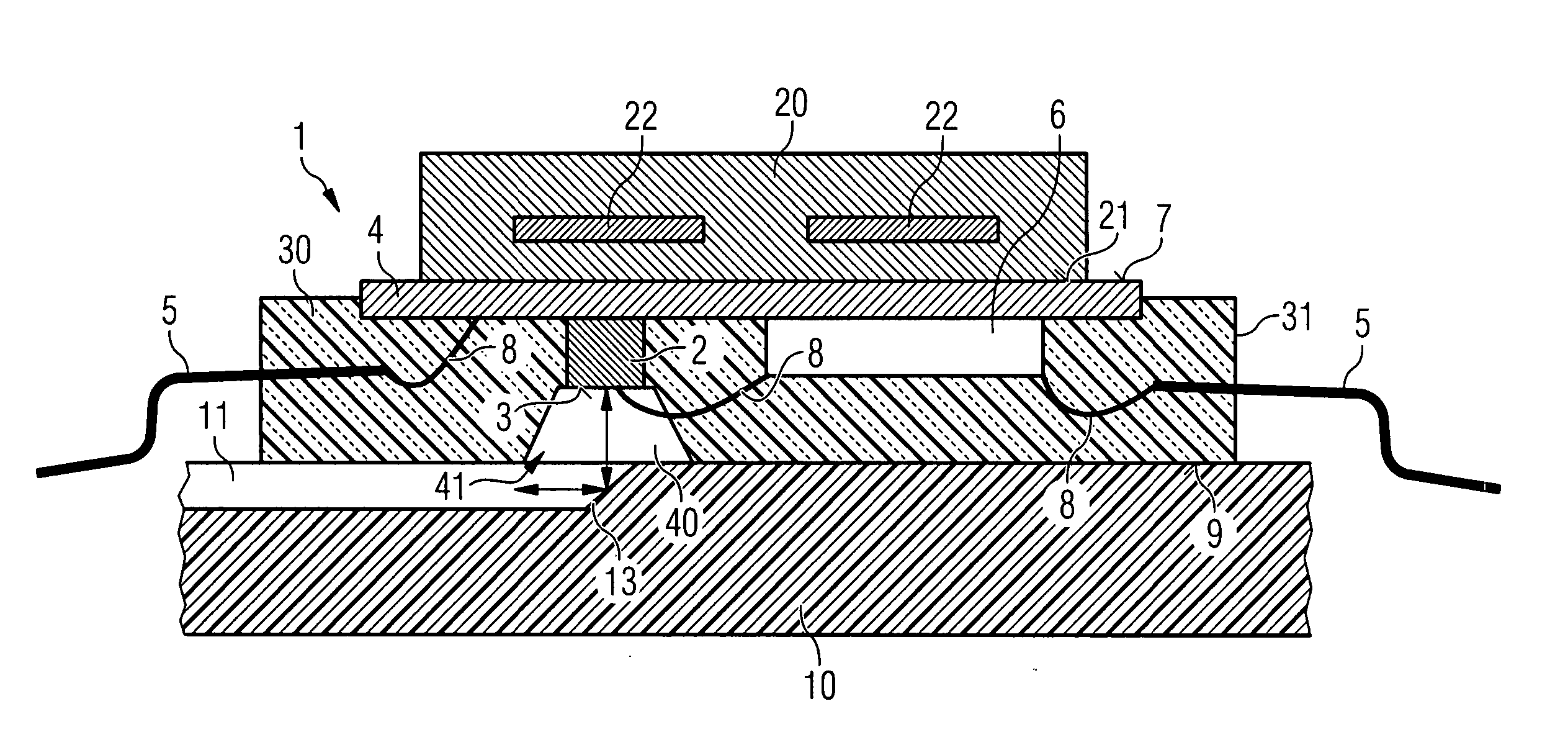 Optoelectronic arrangement having a surface-mountable semiconductor module and a cooling element