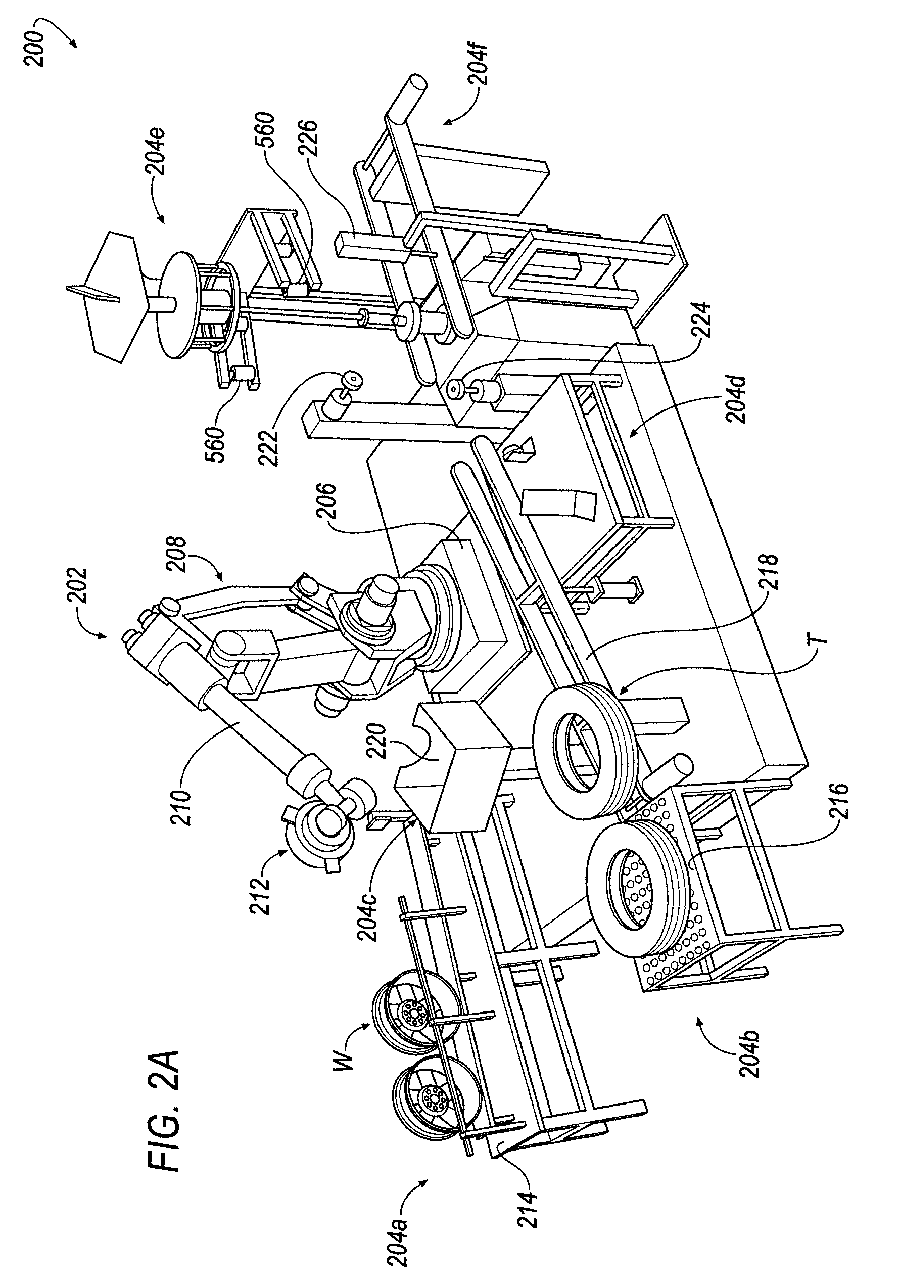 Workcell for tire and wheel assembly including a tire inflating sub-station that utilizes a flexible flip seal