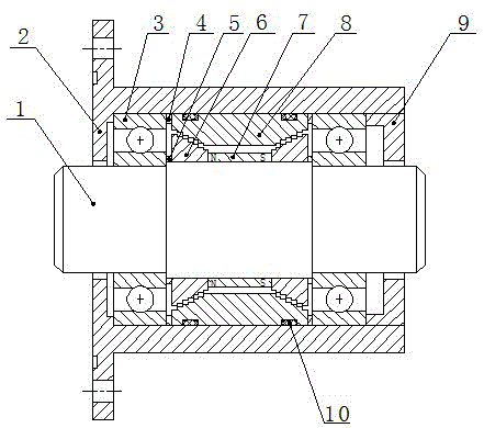 Labyrinth type magnetic fluid sealing device