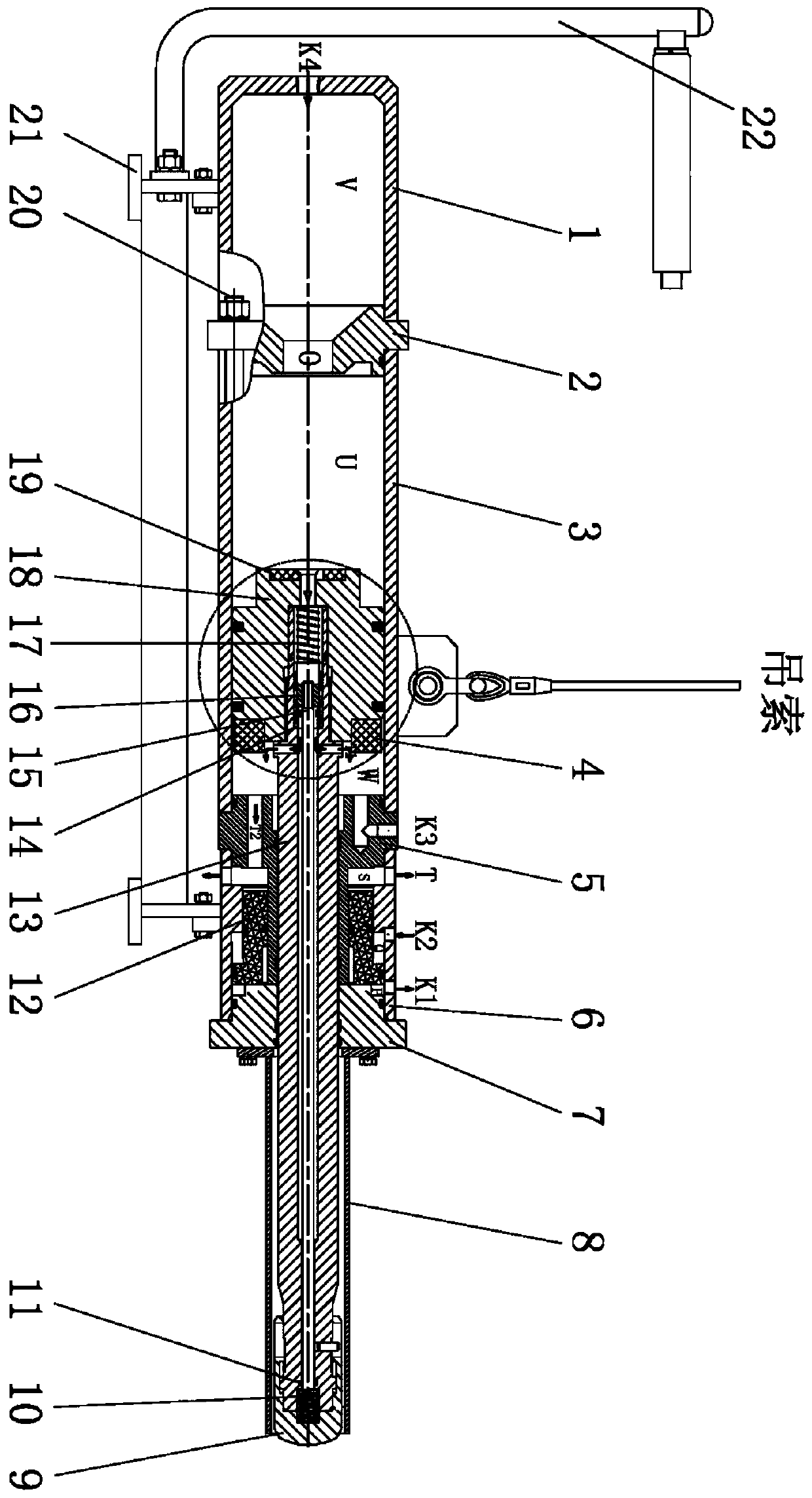 Pneumatic pin shaft disassembling tool for oil rig and control system of pneumatic pin shaft disassembling tool